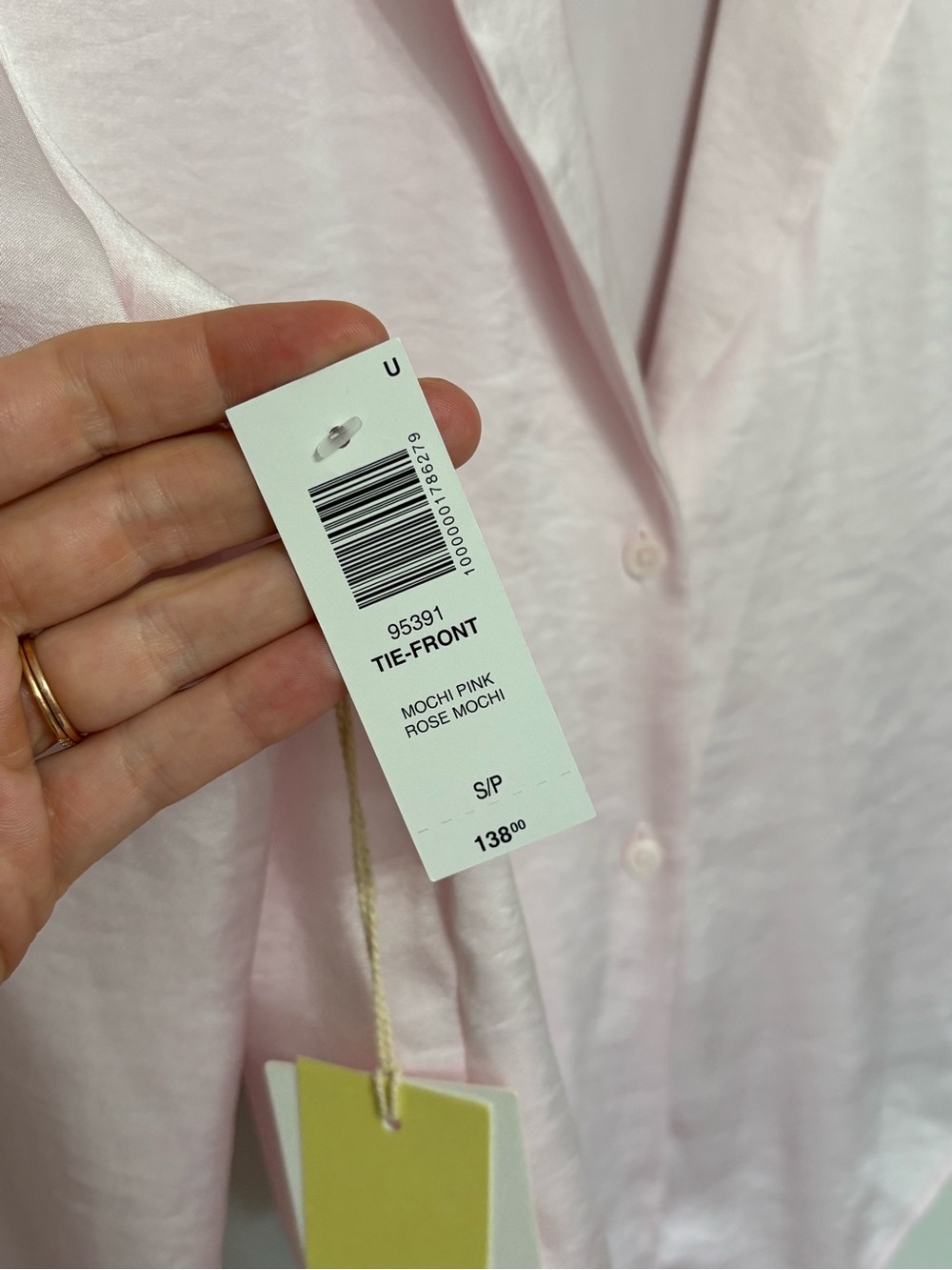 NEW Aritzia Wilfred Tie Front Satin Blouse in Mochi Pink - Size S - Picture 5 of 9